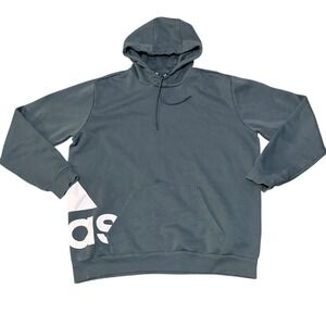 Adidas Mens Big Logo Fleece Pullover Hoodie‎ Blue Small S Activewear